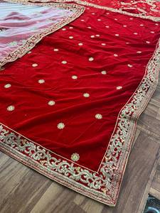 Lehenga choli ชุดแต่งงานเจ้าสาวที่สวยงามปักด้วยมือทำจากผ้าไหมคริสตัลสำหรับคนรวยชาวอินเดียปากีสถาน - Product Image 5