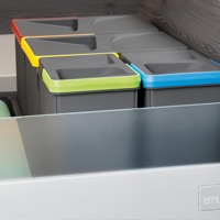Emuca España Modelo 8198323 Contenedor de Reciclaje de Plástico Gris Antracita, Kit de 266 mm de Altura, 2 x 7 Litros, Cubos de Basura para Cajón de Cocina