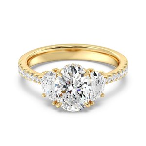 2 Ct Oval Solitaire Engagement <b>Ring</b> with Half <b>Moon</b> - Product Image 1