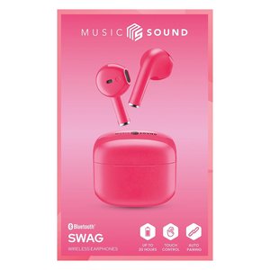 ไมโครโฟนบลูทูธ หูฟังเพลง MUSIC SOUND Swag Tws สีชมพู BTMSTWSSWAGP - Product Image 2
