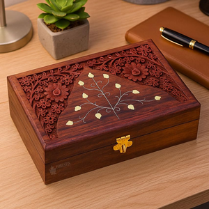 CRAFTS HUB Caja de Almacenamiento Ecológica de Madera de Acacia, Forma Rectangular para Regalos y Manualidades con Impresión Láser - Product Image 5