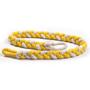 Lanière d'épaule tressée jaune soie régimentaire ruban de tissu de logo personnalisé pour uniformes de cérémonie - Product Image 1