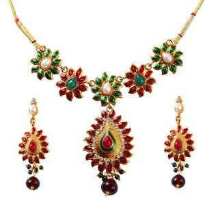 Soha Fashion Fine Jewelry Set Maroon Meenakari Stone Collar 2200405 - Product Image 1