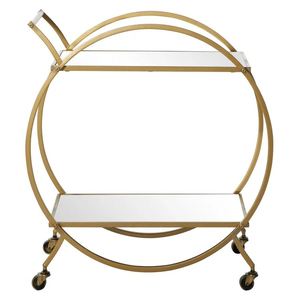 Chariot de bar à vin en fer doré de qualité supérieure pour la restauration à domicile hôtel restaurant cuisine chariot de service porte-verres à vin - Product Image 2