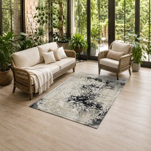 Alfombra de Chenilla Lavable a Máquina con Estampado Digital Tradicional Anatolia en Gris Plateado, Antideslizante, Modelo LXDP-0071 de RUGS DEPOT, Venta al Por Mayor - Product Image 6