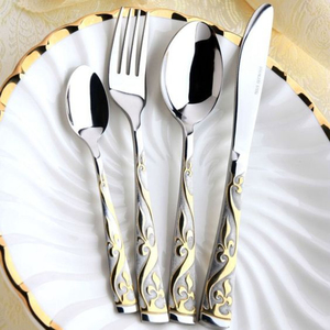 Ensemble de couverts cuillère couteau cuillère à Dessert ensemble d'argenterie Design de Style moderne en acier inoxydable couleur noire ensemble de couverts ustensiles de cuisine - Product Image 2