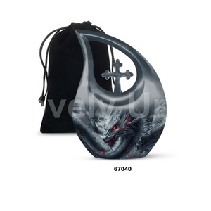 Hermosa urna de cremación de dragón con lágrima cruzada para cenizas humanas adultas, urna decorativa de recuerdo con bolsa de terciopelo gratis - Product Image 3