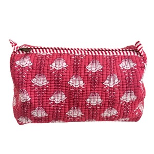 Indian Handmade Red Premium Handcrafted Eco-Friendly Large <b>Zipper</b> Waterproof Quilted Cotton Travel for Case for Men & Women - Product Image 2