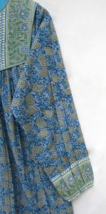 2023 arrivée bleu coton Paisley imprimé a-ligne Maxi robe-manches longues Boho décontracté femmes gratuit 6XL belle filles porter ensemble - Product Image 4