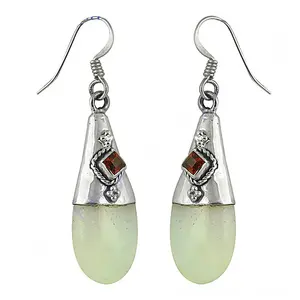 Boucles d'oreilles pendantes en argent plaqué or 925 avec grenat pour un usage quotidien des femmes - Product Image 2