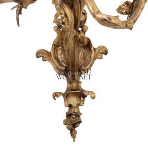 Antique Brass <b>Wall</b> Sconce with Five <b>Candle</b> Holders Handmade Luxury Decorative <b>Lighting</b> Fixture with Ornate Carved Design - Product Image 2