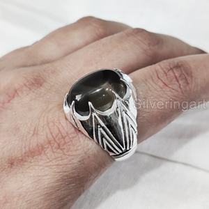 Wholesale Mens <b>Ring</b> Natural Smoky Quartz Gemstone April Birthstone <b>Ring</b> All Sizes <b>Arabic</b> Party Jewelry 925 Sterling Silver <b>Ring</b> - Product Image 4