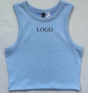 <span class=keywords><strong>Canotta</strong></span> da Donna a Costine con Ricamo del Logo Personalizzato, Vestibilità Slim, Tinta Unita Sexy, <span class=keywords><strong>Crop</strong></span> <span class=keywords><strong>Top</strong></span> Sportivo, Gilet da Yoga all'Ingrosso - Product Image 1