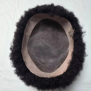 Toupet de cheveux afro Taz, base mono, perruque prothèse pour hommes - Noir africain bangladais - Product Image 1