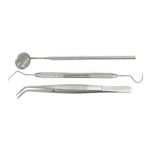 Kit d'examen dentaire de 3 pièces, 1 pince à épiler, 1 poignée de miroir et 1 sonde Kit d'hygiène Kit d'étudiant Instruments dentaires - Product Image 3