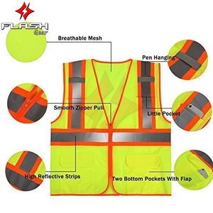 Chaleco de Seguridad de Malla Impermeable y Retardante de Llama de Alta Visibilidad, Clase 1 ANSI, para Ropa de Trabajo, Colores y Logotipo Personalizados, Precio Bajo al por Mayor - Product Image 4