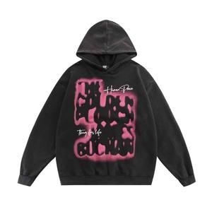 Sudadera con Capucha Personalizada al por Mayor de Alta Calidad, 100% Algodón, Estilo Vintage, con Estampado de Letras de Grafiti, Logotipo Personalizado, Bordado, para Hombre - Product Image 1