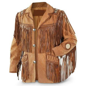 Bon marché, veste à franges pour homme, vestes respirantes pour la saison d'hiver pour homme, vestes grande taille personnalisées, vestes à franges en cuir véritable pour homme - Product Image 1