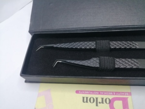 Matte màu đen với Đen Plasma lời khuyên nhíp lông mi nhíp thép không gỉ Lash Tweezer chất lượng bền sợi tip lông mi Lash nhíp - Product Image 2