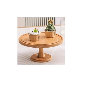 Soporte redondo de hierro para pastel, bandeja de postre con tapa de madera para servir pasteles recubierta de polvo negro, tamaño ideal para decoración del hogar - Product Image 6