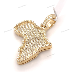Personalizado de lujo VVS Moissanite S925 colgante de plata esterlina chapado en oro Iced Hip Hop estilo África país Mapa para boda - Product Image 2
