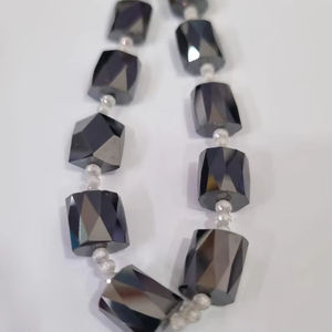 Tubo de moissanita negro y cuentas redondas blancas de 2,50 MM hechas a mano para joyería de moda otra pulsera - Product Image 1