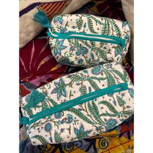 Bolsa Cosmética Bohemia Costera Grande con Cremallera, Estuche Bordado Ecológico Portátil con Patrón Costero para Gran Almacenamiento - Product Image 4