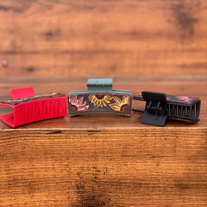 New Arrival Hot Selling Western Stylish Handmade Tooled Engraved Leather <b>Hair</b> <b>Claw</b> Clips Leather <b>Claw</b> <b>Hair</b> Accessories for Women - Product Image 3