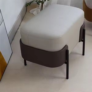 Taburetes Otomanos Tapizados de Madera Nórdica con Reposapiés de Terciopelo Dorado, Coloridos y Sencillos para Decoración del Hogar - Product Image 3