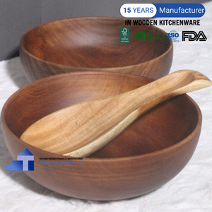 Producto superior, cuencos de madera de acacia sostenibles, ensaladeras para decoración de utensilios de cocina de un fabricante de Vietnam - Product Image 3