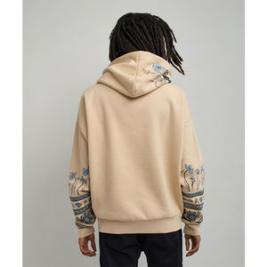 Sweat-shirt à manches longues kaki brodé de haute qualité, ample, lourd, surdimensionné, avec fermeture éclair, pour homme - Product Image 2