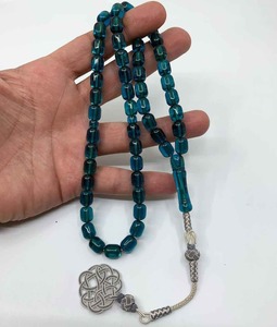 Chapelet musulman en cristal d'ambre en résine de 10 mm fait à la main, tasbih islamique, logo personnalisé, cadeau écologique - Product Image 2