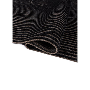 พรมอะคริลิกลายทางสไตล์คลาสสิกและโบโฮ ยี่ห้อ Aprezo รุ่น Aiar-3016 สีเทาและดำ ทอมือแบบถักแบน สำหรับห้องโถง ห้องนั่งเล่น - Product Image 2