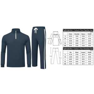 Chándales para hombre de 2 piezas de manga larga atléticos con cremallera completa chándal conjunto de chándal informal al aire libre ropa de calle conjunto de chándal deportivo - Product Image 4