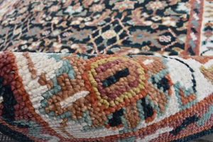 Tapis de salon moderne OEM, fait main en coton et laine, noir, rectangulaire, motif Oushak floral, antidérapant, poils moyens, direct - Product Image 6