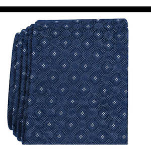 Alfani Men's Slim Geo Blue <b>Tie</b> Regular Size Bow <b>Tie</b> and Cravat - Product Image 2
