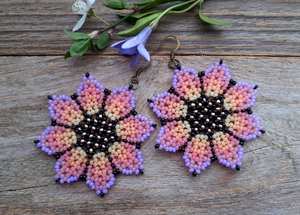 Boho <b>bead</b> earrings with turquoise design andy cascading <b>fringe</b>, unique jewelry gift - Product Image 5