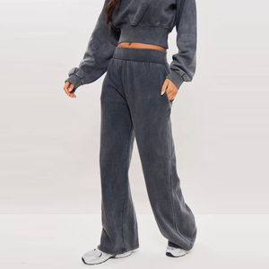 Pantalones de Chándal Acampanados para Mujer, Diseño Personalizado al por Mayor, Alta Calidad, Transpirables, Cintura Elástica, Tela de Poliéster/Algodón/Felpa para Invierno - Product Image 1