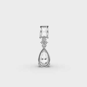 IGI Certified Radiant, Round & Pear Cut Lab Grown Diamond 3 <b>Stone</b> Drop Pendant in 9K Yellow / White & Rose Gold - Product Image 4