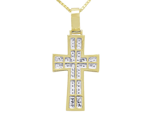 Moissanite Diamant Plaqué Or Jaune Style Unique Religieux Hip Hop Entièrement Glacé Croix Pendentif - Product Image 3