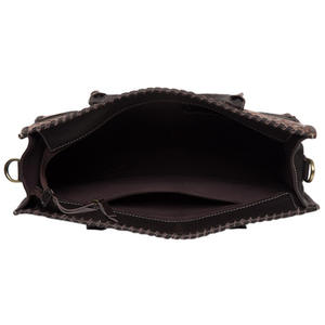 Sac fourre-tout bohème pour femme de haute qualité, fait main, avec franges, en cuir véritable, style western, pour l'automne, avec compartiment dissimulé pour armes de poing, motif floral - Product Image 3