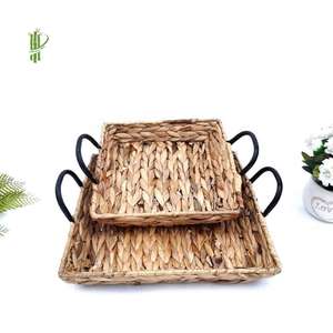 Nouvelle conception 2026, sacs à déjeuner écologiques en jacinthe d'eau séchée, best-sellers, petites poignées, paniers en jacinthe d'eau séchée, plateaux de service - Product Image 2