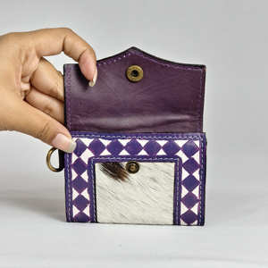 Nueva Cartera de Mano de Cuero Vacuno Hecha a Mano con Incrustaciones a Cuadros y Diseño Floral Estilo Occidental para Mujer - Product Image 4