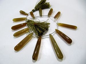 ลูกปัดควอตซ์สีน้ำตาลธรรมชาติคุณภาพสูงสีเรียบหยดน้ำตา22-50มม. ขายต่อเส้นยาว8นิ้ว - Product Image 3