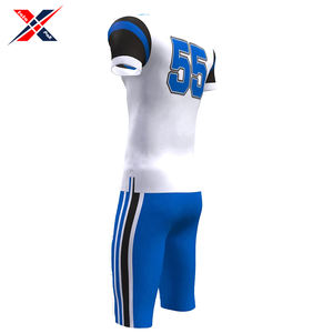 Uniforme de football américain personnalisé du meilleur fournisseur pour adultes 100% tissu polyester de bonne qualité couleur contrastée courte OEM - Product Image 3