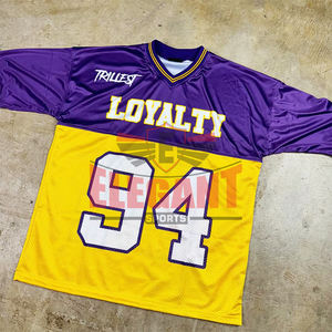 Camiseta de fútbol americano Tela de malla para adultos Cuello en V Manga corta Diseño suelto Ropa de fútbol americano de gran tamaño - Product Image 4