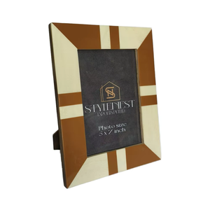 Meilleur cadre photo en résine artisanal fabriqué en Inde dans un cadre photo artisanal marron et blanc - Product Image 1