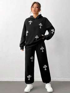 เสื้อฮู้ด OEM พลอยเทียมพร้อมโลโก้ที่กำหนดเองรวมถึงกางเกงหรือชุดวอร์มเป็นชุดเต็มตัว - Product Image 6