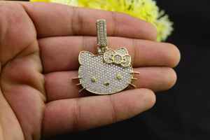 Top haute qualité Leb cultivé diamant pendentif mignon chat pendentif breloque bijoux 925 argent étincelant Kitty accessoire enfant bijoux - Product Image 6