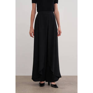 High Waist Crepe Solid Color Trousers <b>Skirt</b>-<b>Black</b> - Product Image 3